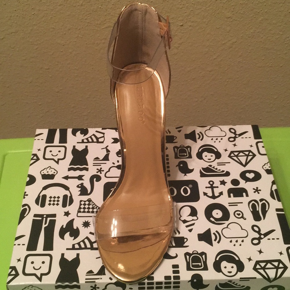Clear Rose Gold Sandel Heels - Picture 4 of 7